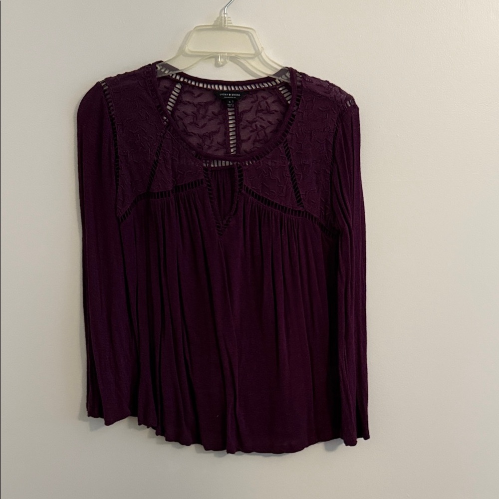 Lucky Brand Deep Purple Lace Blouse